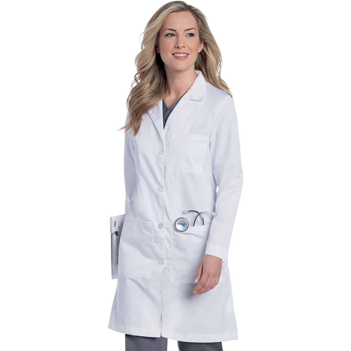 Landau Essential Lab Coats Women's Five-Pocket 38" Full-Length Lab Coat