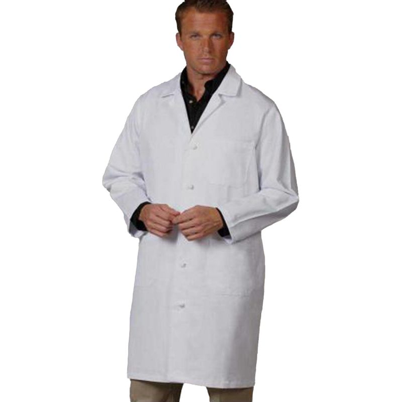 Unisex Three-Pocket 41" Full-Length Knot Button Lab Coat