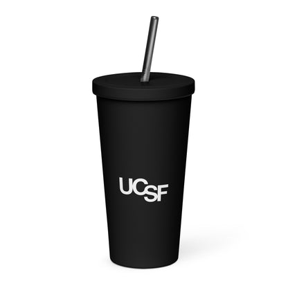 Insulated tumbler with a straw