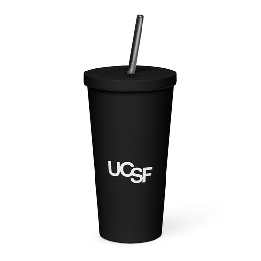 Insulated tumbler with a straw