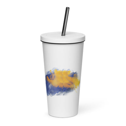 Insulated tumbler with a straw