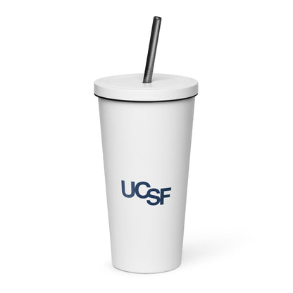 Insulated tumbler with a straw