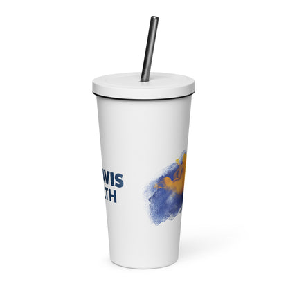 Insulated tumbler with a straw