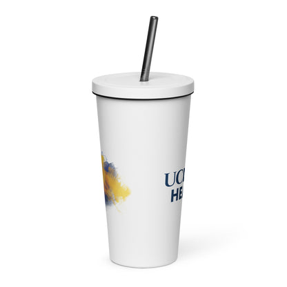 Insulated tumbler with a straw