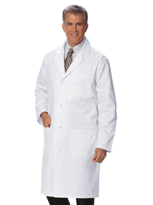 Fashion Seal Men's Three-Pocket Knot Button 41" Knee-Length Lab Coat