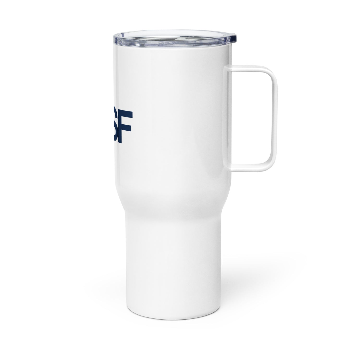 Travel mug with a handle