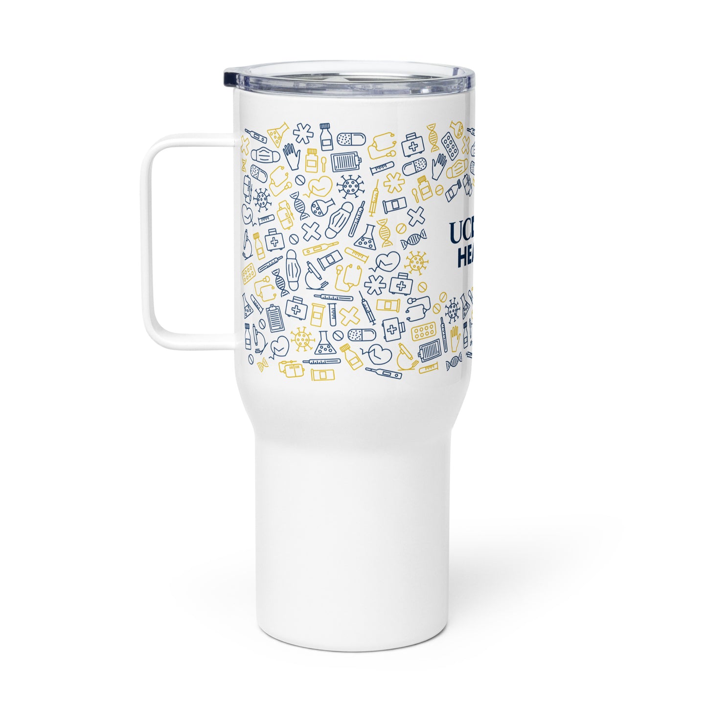 Travel mug with a handle